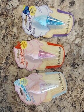 Ice-Cream Lip Gloss Trio - Pink, Blue, Peach - Unbranded